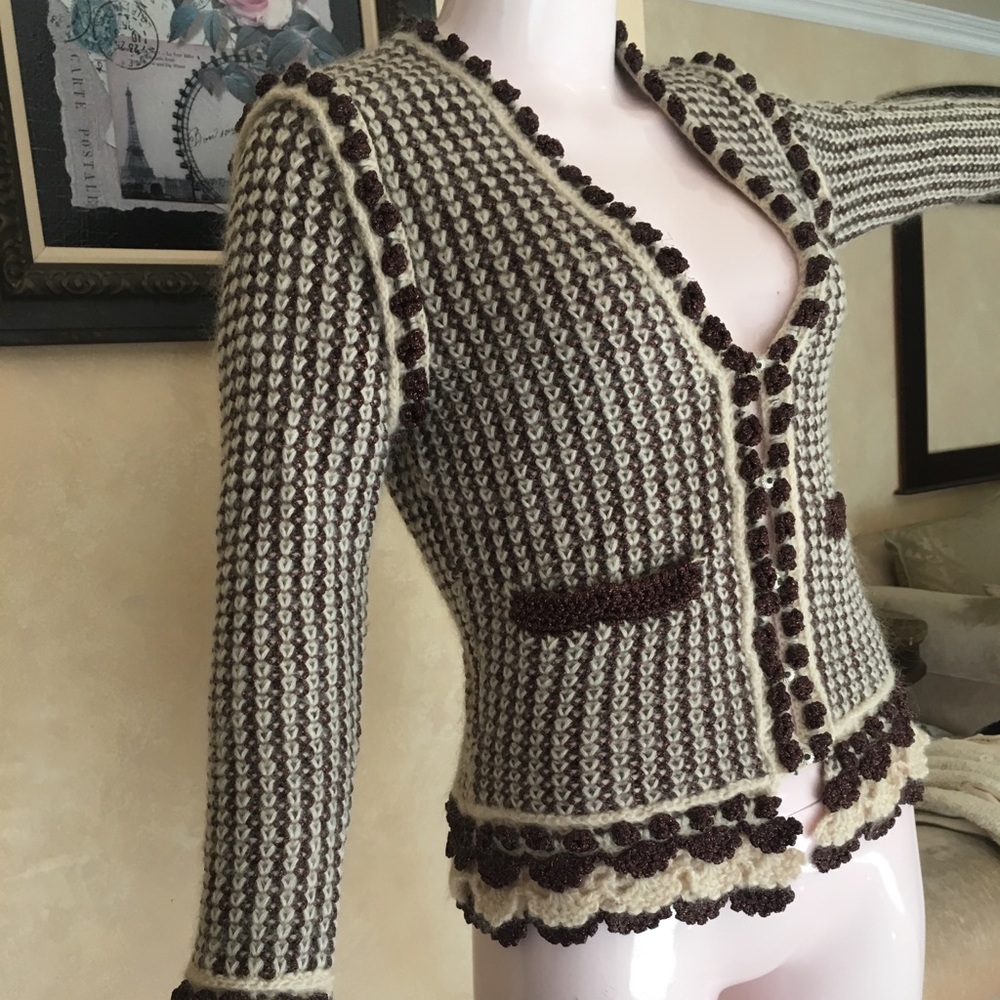 One Girl Abthropologie Crochet Cardigan - Size S